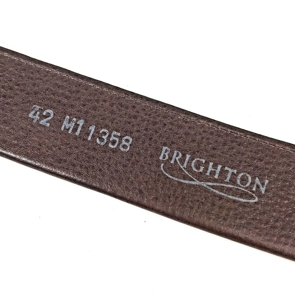 Brighton Men's Brown Leather Belt Size 42 Classic Work Dress BRADFORD M11358